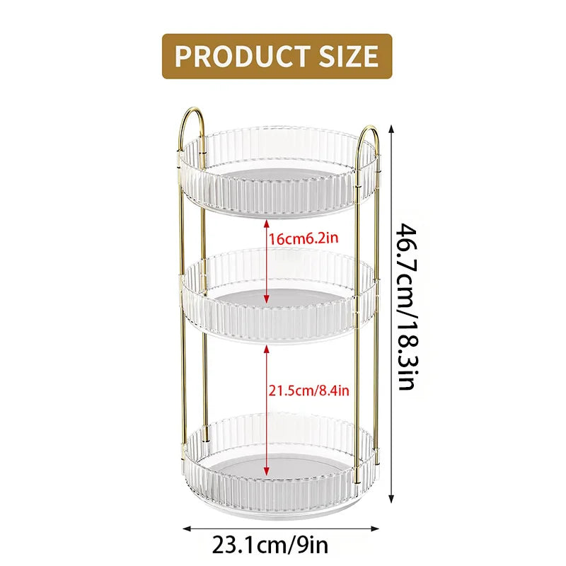 360 Rotating Makeup Organizer,3-2 Tier Large Capacity Make Up Organizers and Storage,Skincare Perfume Vanity Organizers,Bathroom Cosmetics Storage Organizer Countertop(Clear)