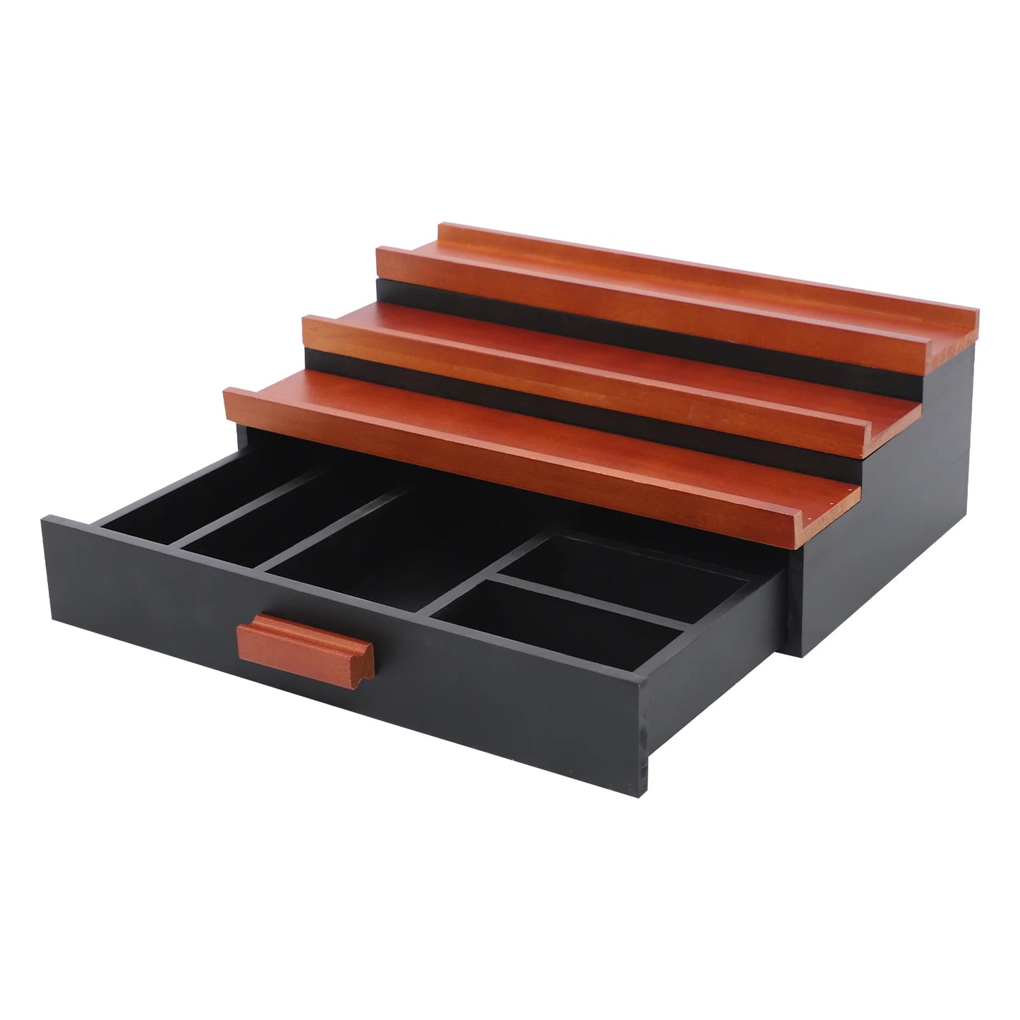 3 Tier Ladder Perfume Organizer, Wood Perfume Storage Rack with Drawer, Compact Display Stand for Cosmetics Perfume Bottles
