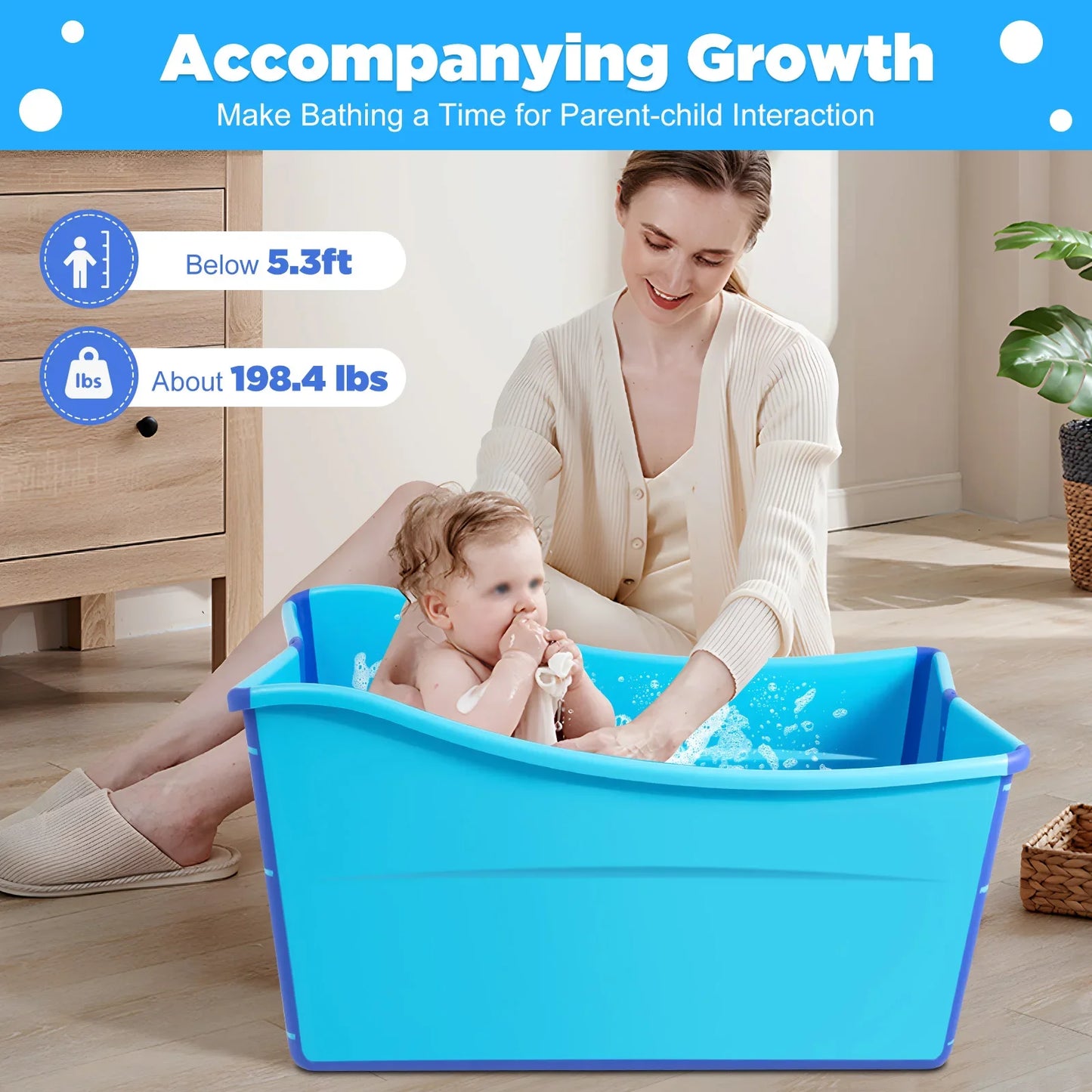 Portable Bathtub for Adults, 38Inch Foldable Bathtub Bathroom SPA Tub Cold Plunge Tub Collapsible Bathtub for Hot Ice Water