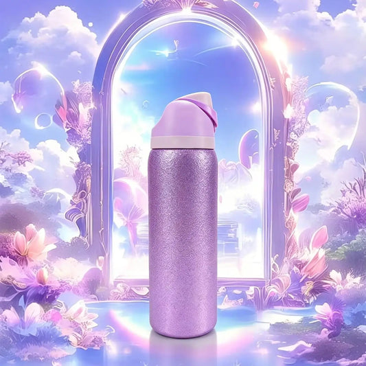Owalaa diamond purple 32oz/945ml stainless steel insulated water bottle with straw,for daily sports outdoor,perfect gift