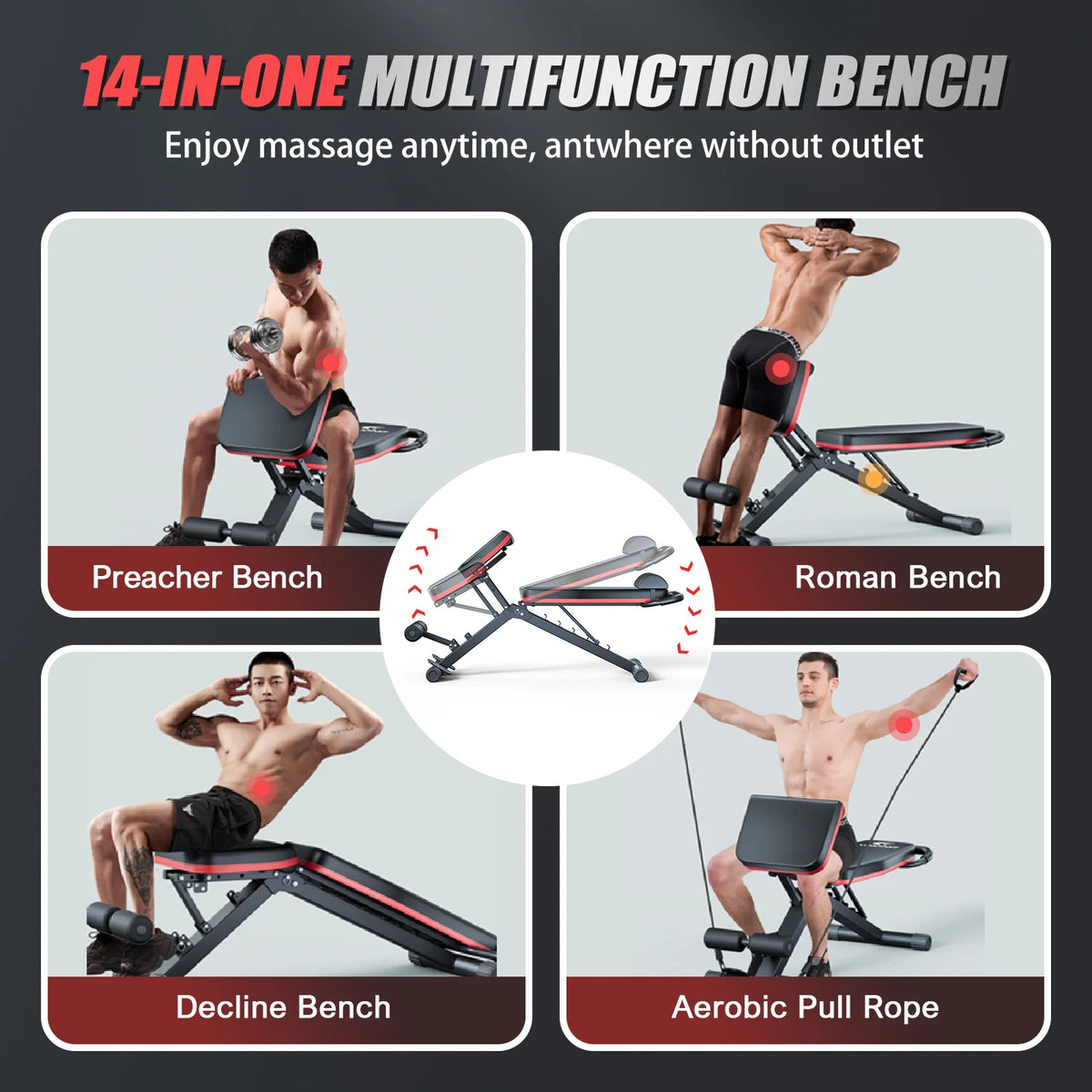 Foldable Dumbbell Weight Bench With Adjustable Level Settings
