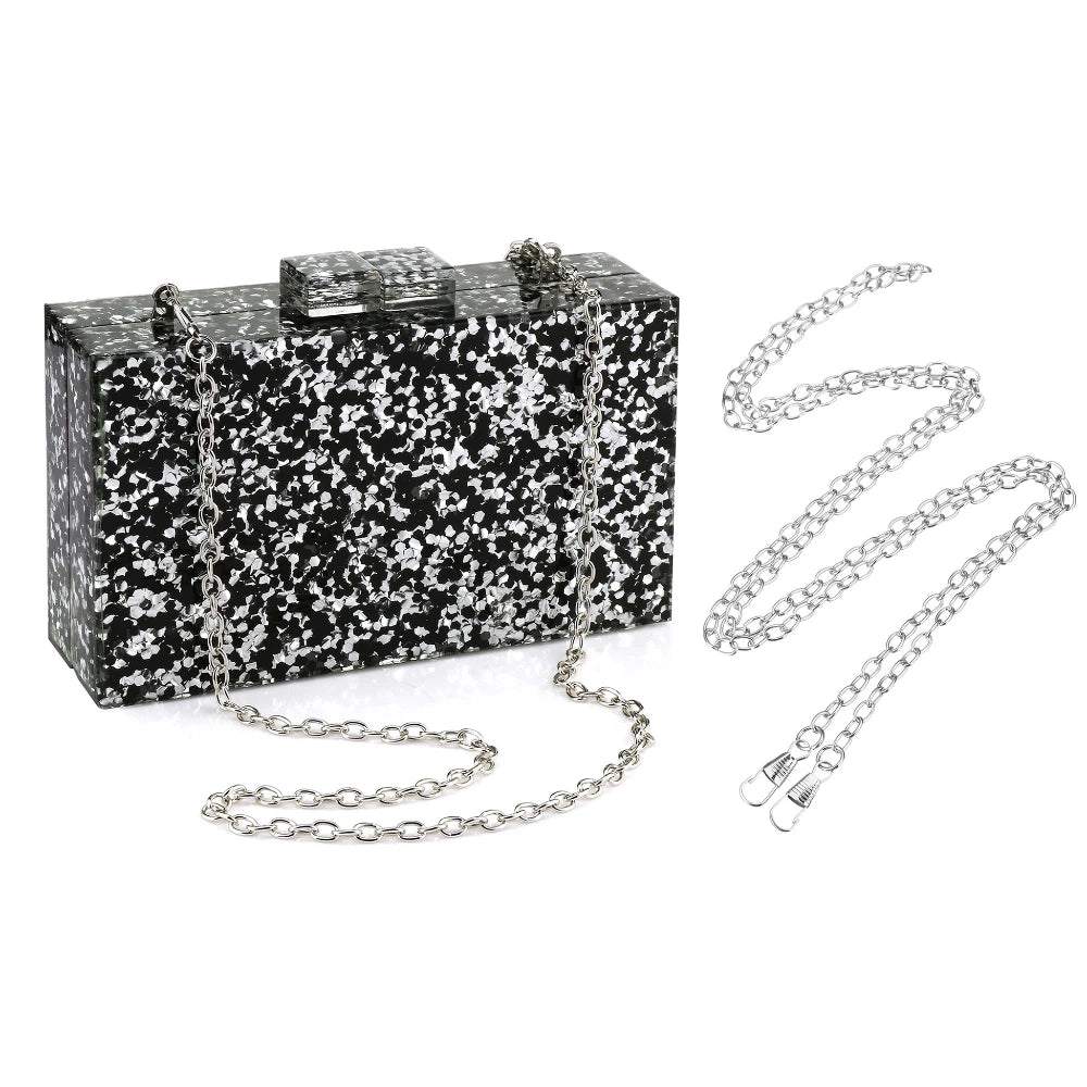 Women Handbags Evening Banquet Party Clutch Bag Rectangle Multicolor Geometric Trend Designed Acrylic Bags Chain Crossbody Bag
