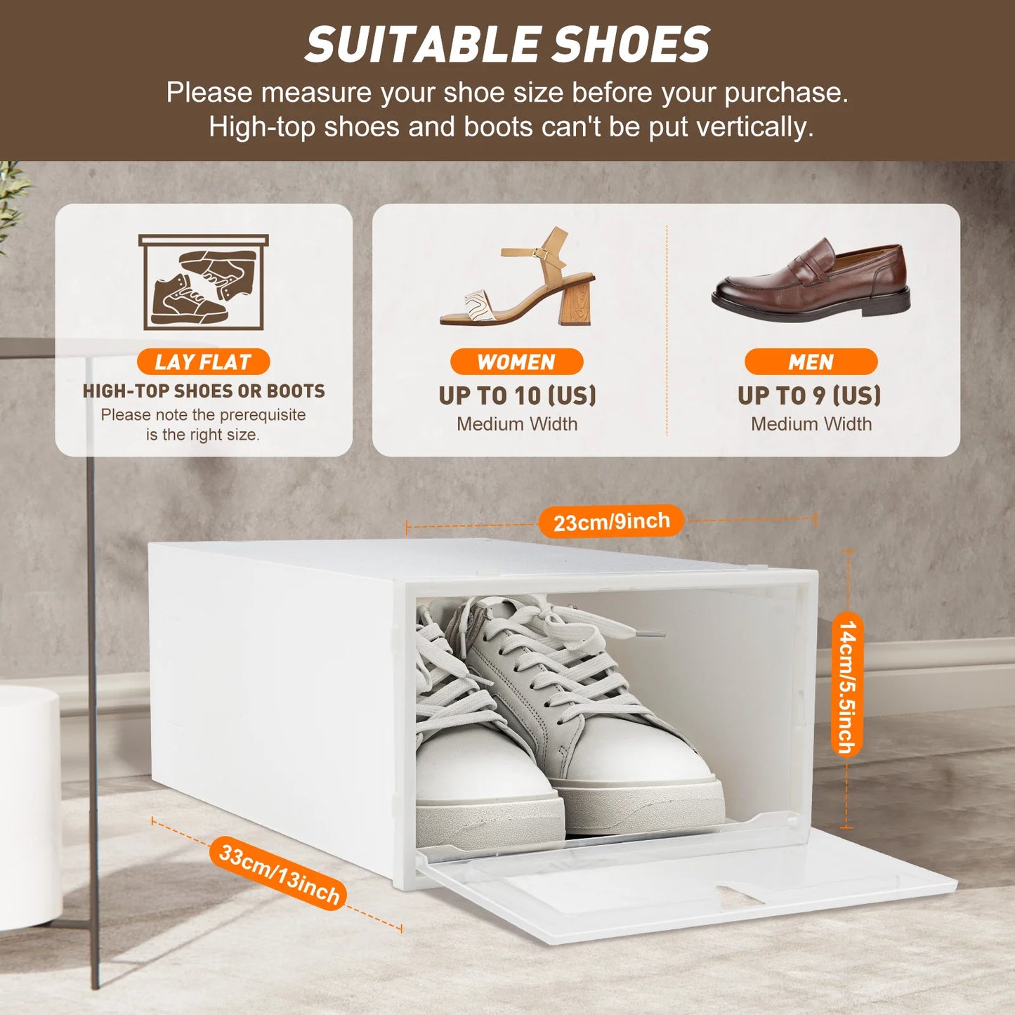 20PCS Stackable Shoe Storage Box Transparent Shoe Organizer Side Flap Design Dust‑proof PP Shoe Case with Heart‑shaped Vent Holes Shoe Organizer for Home Closet