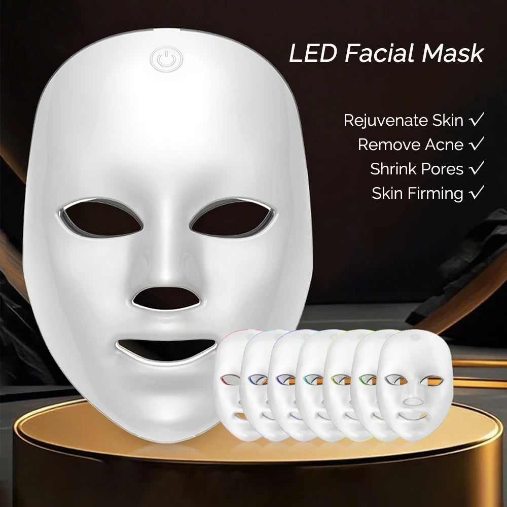 7 Colors LED Face Light Mask Rechargeable Skin Care Machine Red Light Anti-Wrinkle Rejuvenation Repair Skin Wireless Use