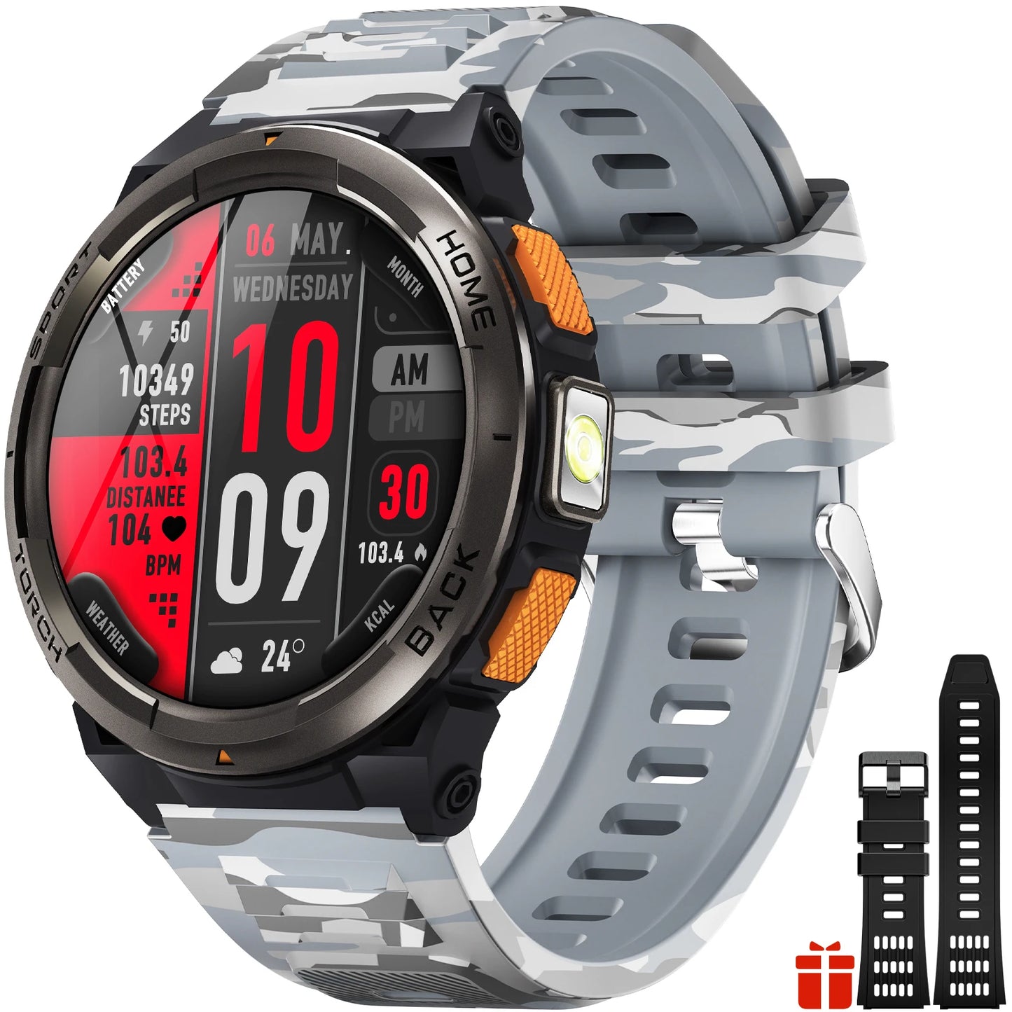 EIGIIS KE5 Smart Watch 3ATM Waterproof Compass Altitude Barometer Flashlight