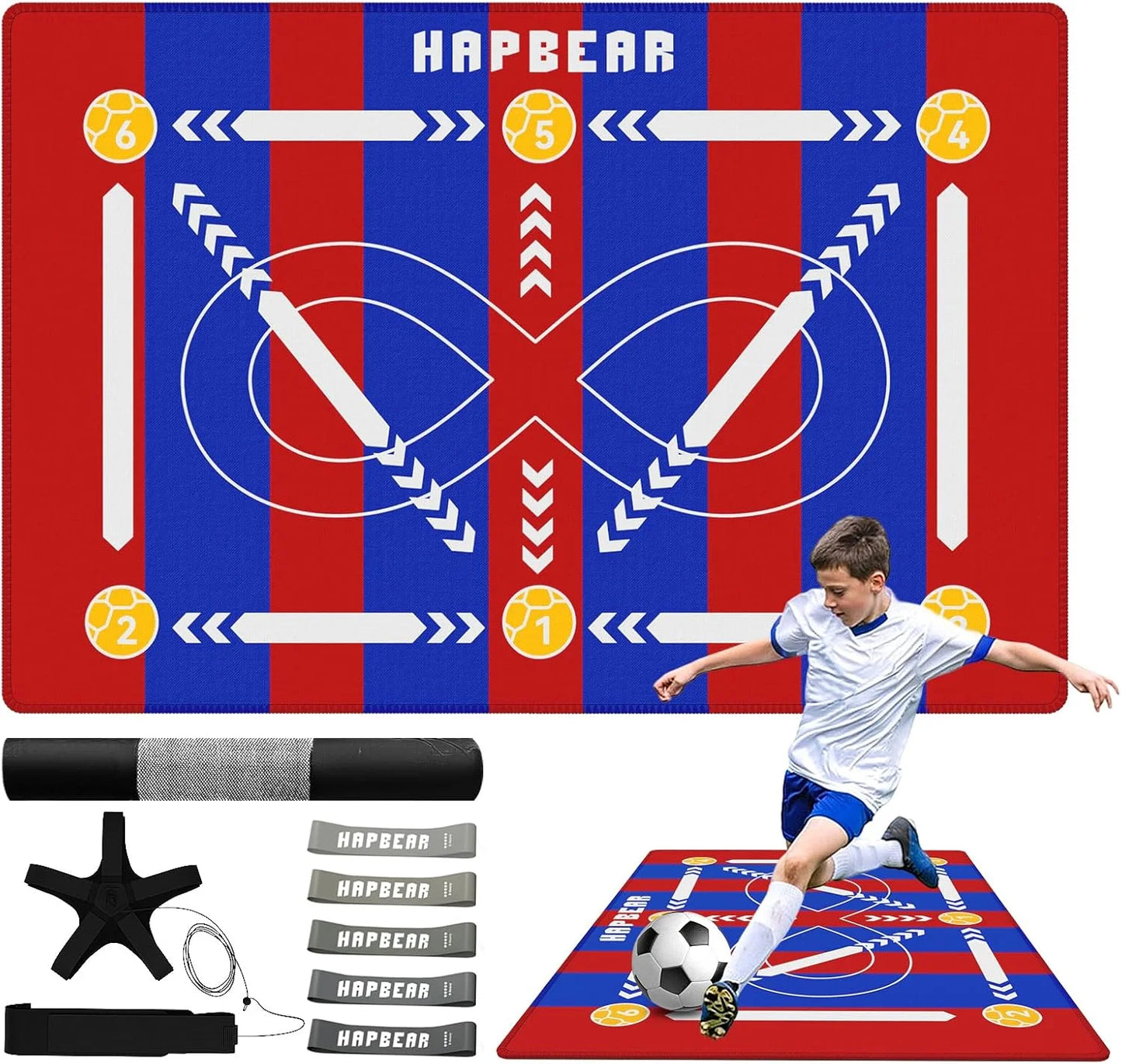 HAPBEAR Soccer Training Mat 0.2-Inch Thick Anti Slip Home Gym
