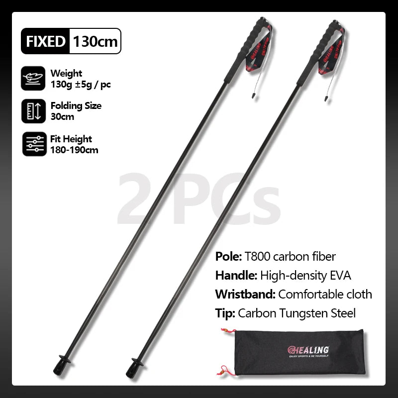 Okhealing Foldable Carbon Fiber Trekking Poles Ultra Light Hiking Sticks