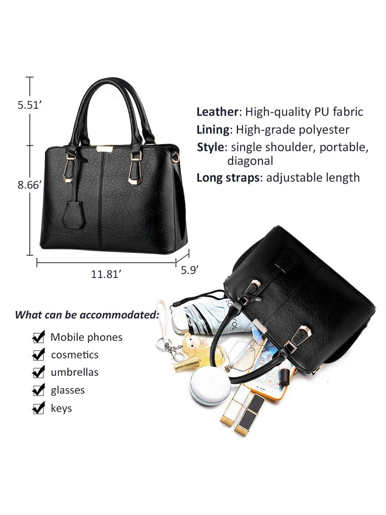 Pahajim Women PU Leather Handbag Satchel Shoulder Bag