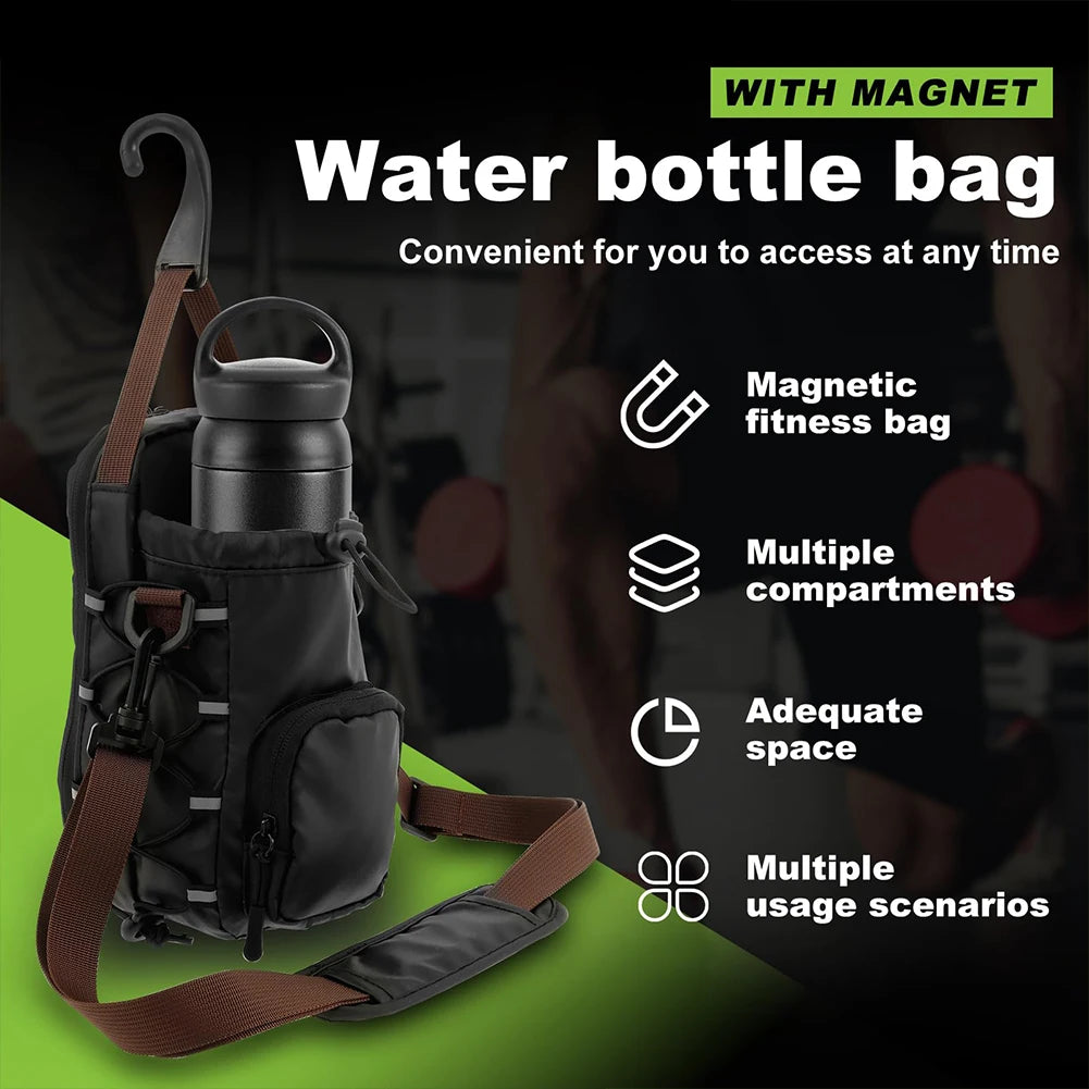 Magnetic Gym Chest Pouch with Bottle Holder Gym Crossbody Bag Gym Bottle Carrier Bag for Men Women Gym Accessories Organizer