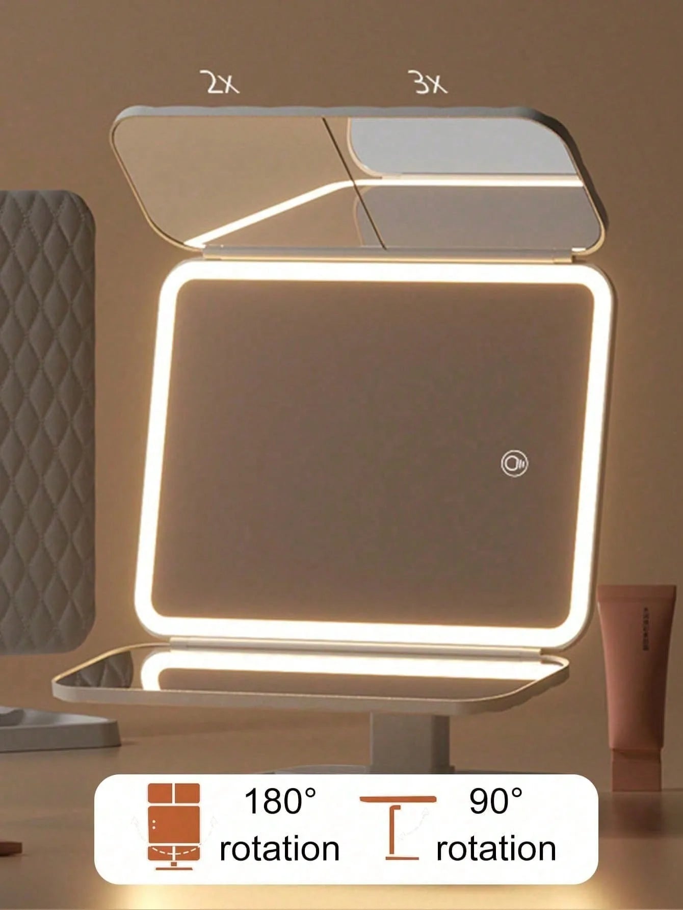 Trifold Makeup Mirror LED Lights Dorm Dressing Mirror Beauty Light up your fill light with Smart Complementary Makeup Mirror Tri