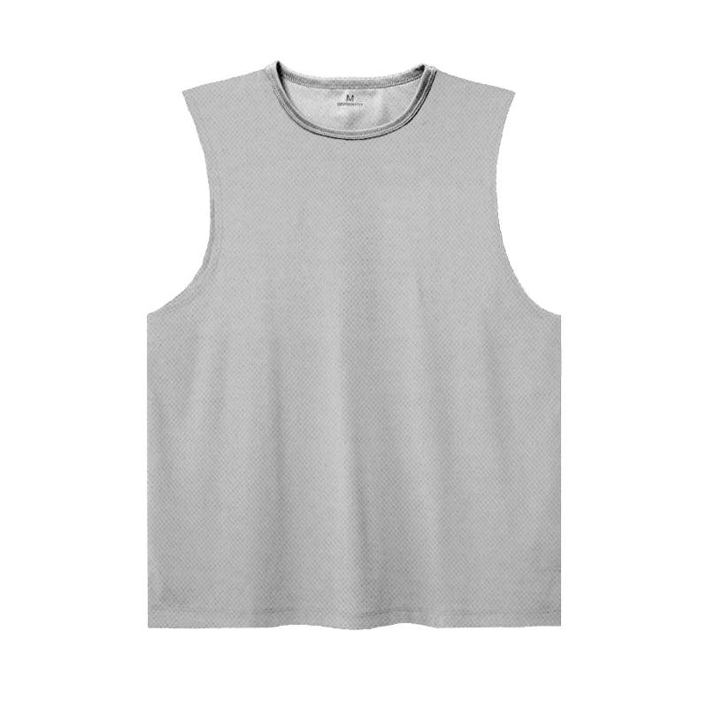Summer Ice Silk Running Vest Men Sports Fitness Sleeveless T-shirt Quick-dry Mesh Gym T-shirt Breathable Plain Lovers Clothing