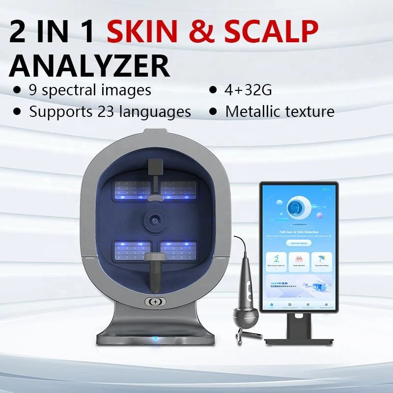 Upgraded X5 3D Ai Skin Image Analyzer High Definition Pixels Whole Facial Scanning Multi Spectrum Moisture Scalp Detection