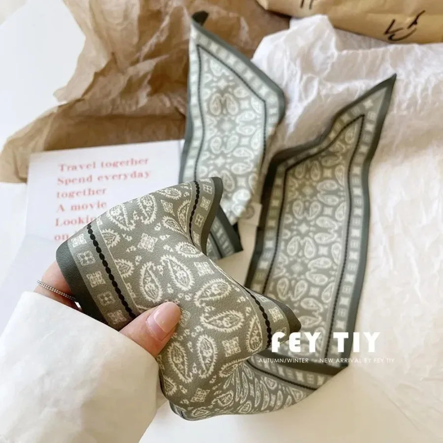 Women's Set Series Cotton Satin Silk Scarf Hair Band Headdress Ribbon