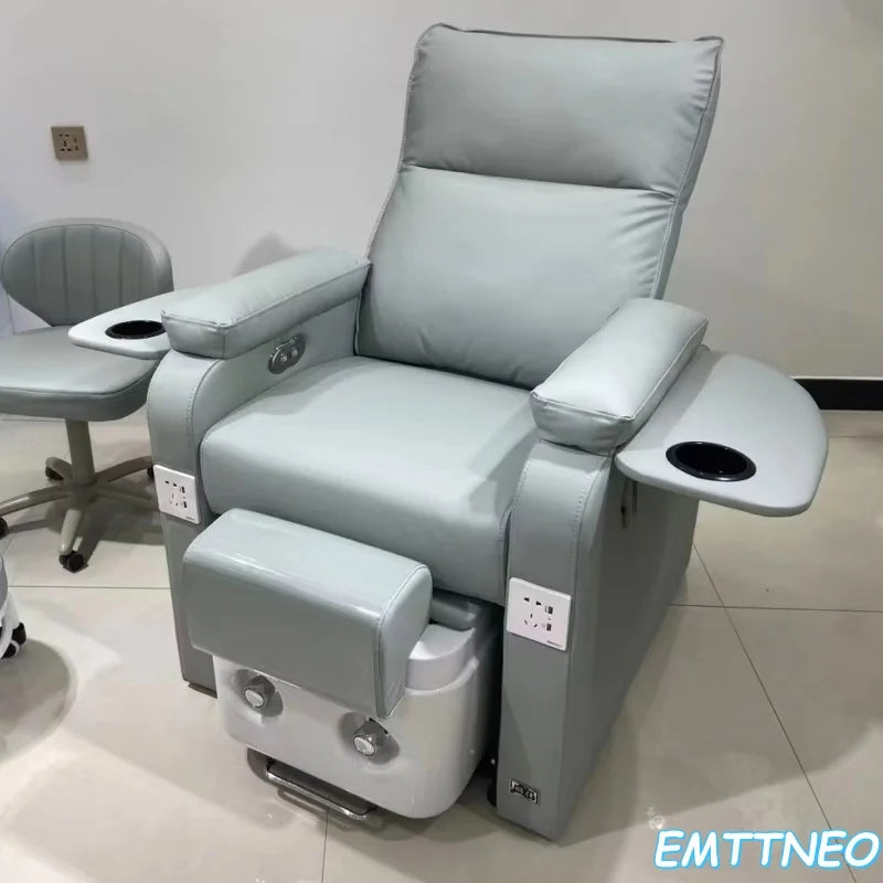 Foot Care Chair, Relaxing Massage Lying Modern Foot Spa Made of Stainless Steel Synthetic Leather Suitable for Beauty Salons