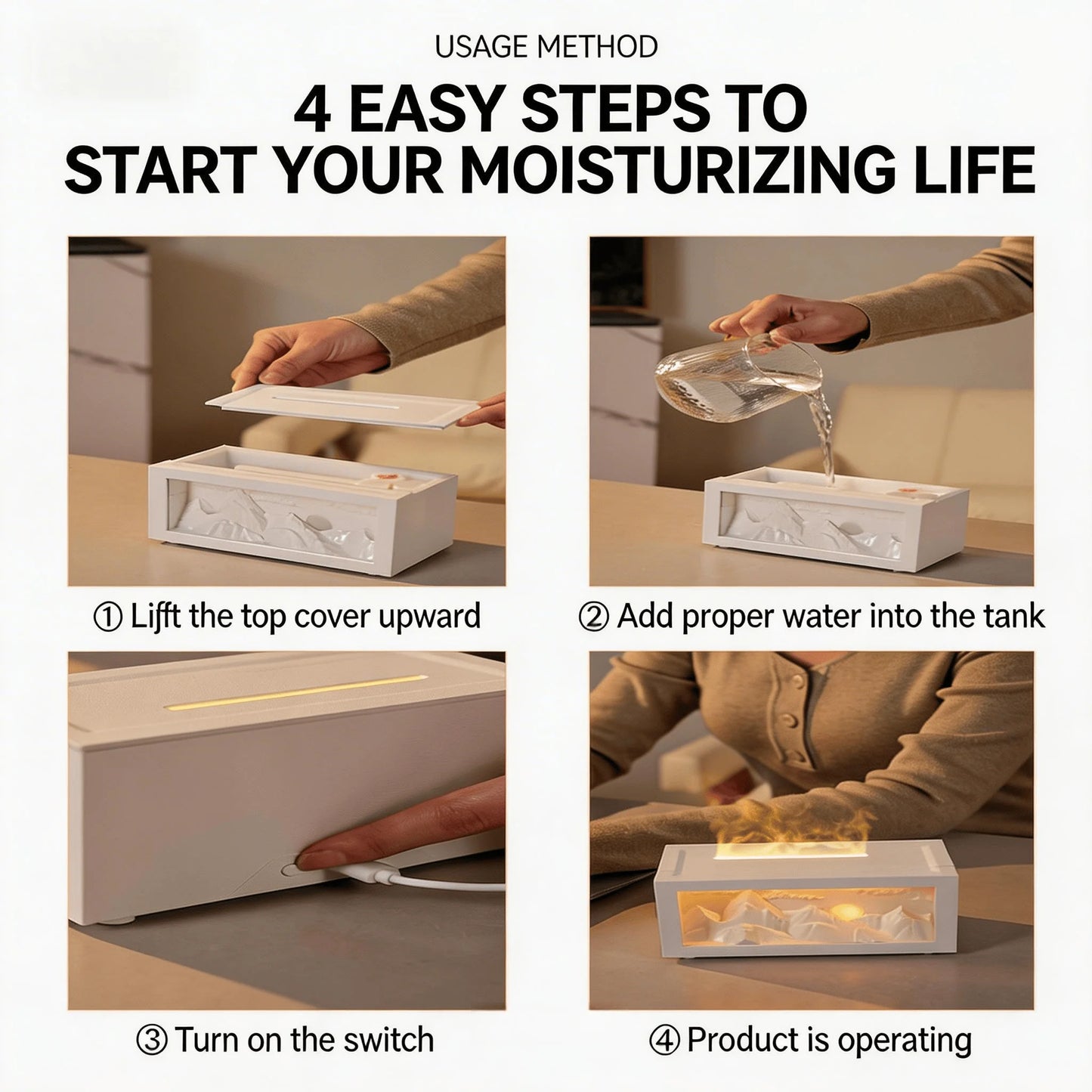 Ultrasonic Aromatherapy Diffuser Humidifier With Timer