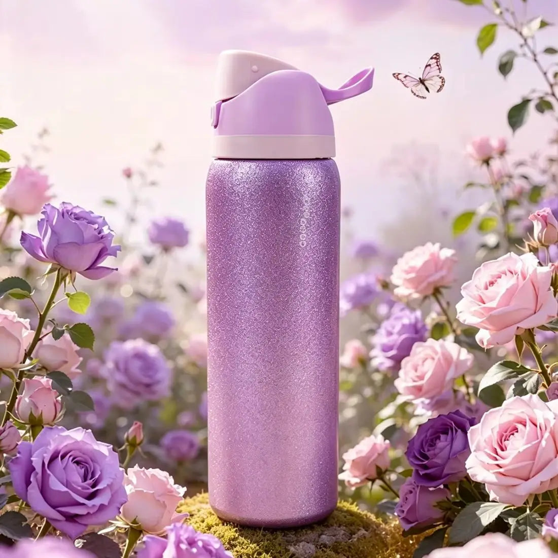 Owalaa diamond purple 32oz/945ml stainless steel insulated water bottle with straw,for daily sports outdoor,perfect gift