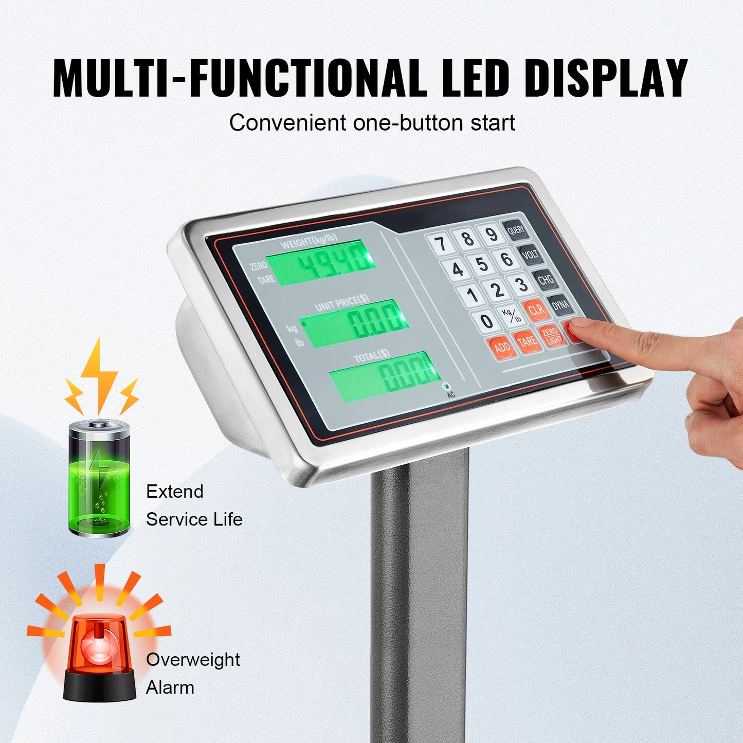 SucceBuy 660Lbs Computing Digital Platform Scale 0.1LBS Accuracy Floor Scale with LB/KG High-Definition Display for Box Luggage