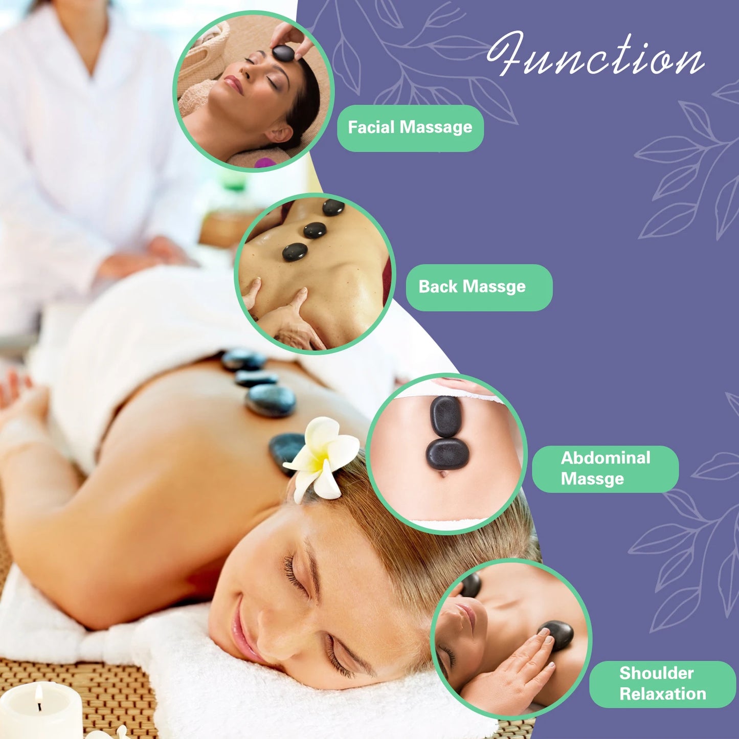 HolistHeal Hot Stones Massage Set With Temperature Adjustment Heater Kit