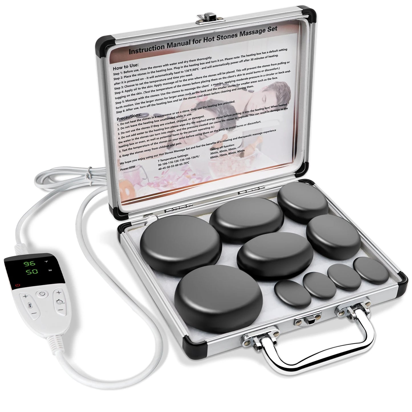 HolistHeal Hot Stones Massage Set With Temperature Adjustment Heater Kit