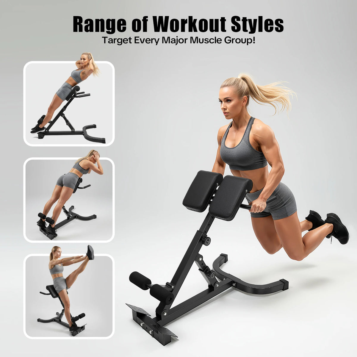 Adjustable Hyperextension Bench With Anti-Slip Pedals For Home Gym