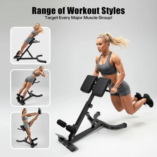 Adjustable Hyperextension Bench With Anti-Slip Pedals For Home Gym