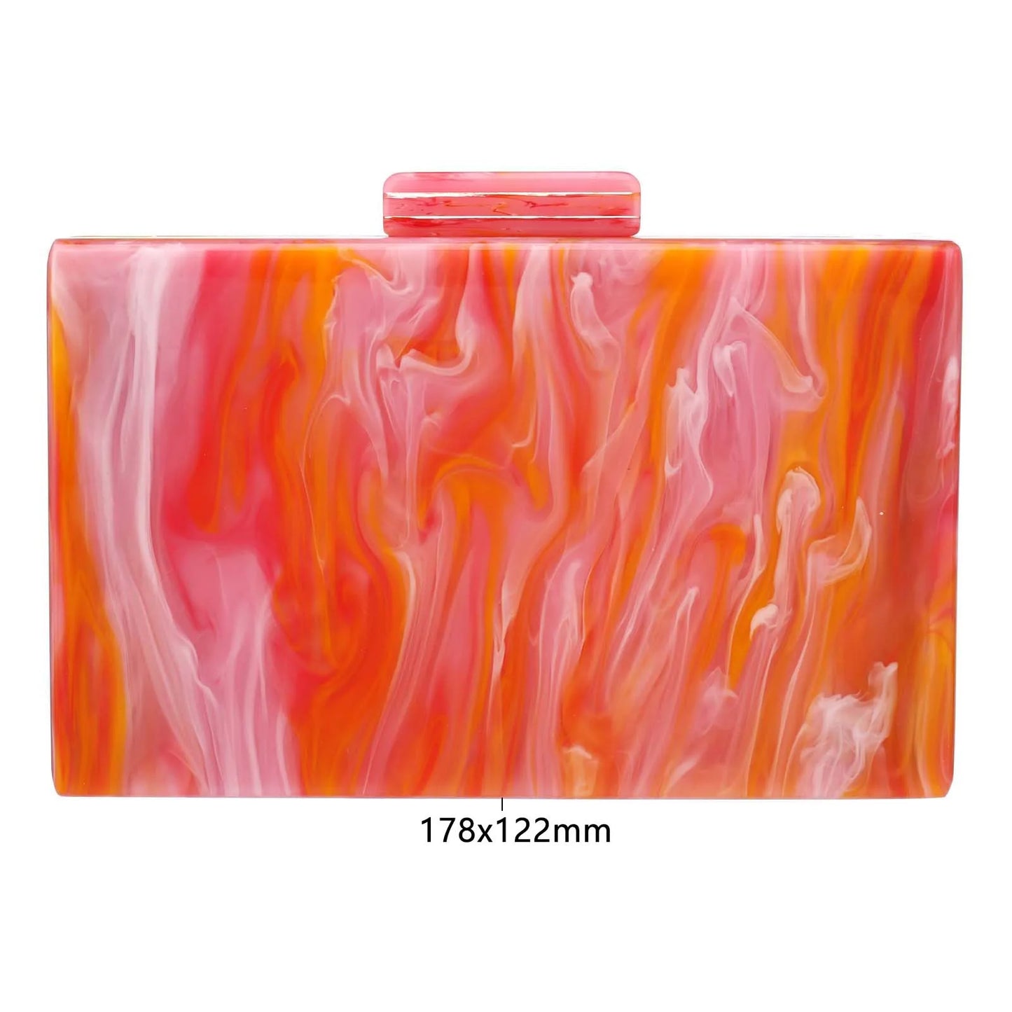Marble Acrylic Box Clutch Handbag With Chain For Evening Event