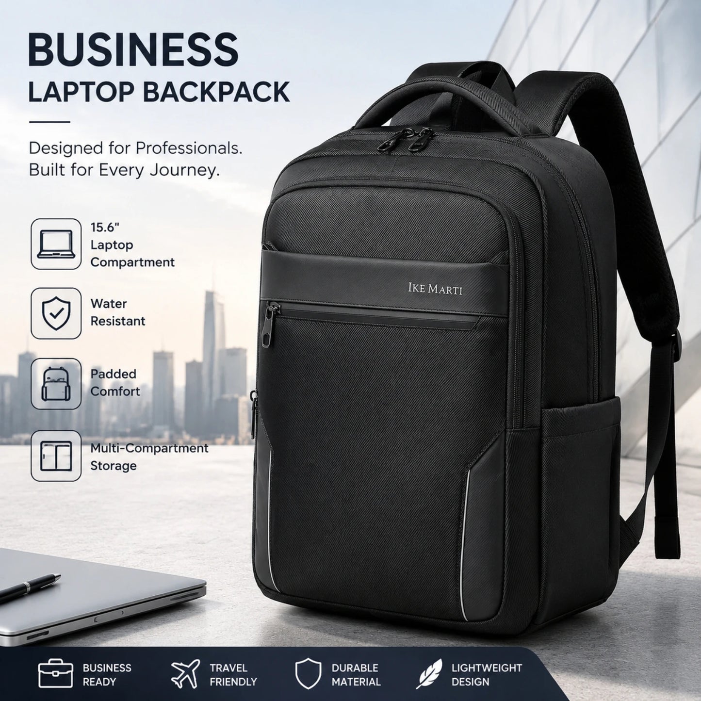 Durable Nylon Laptop Backpack for Unisex Business Commute