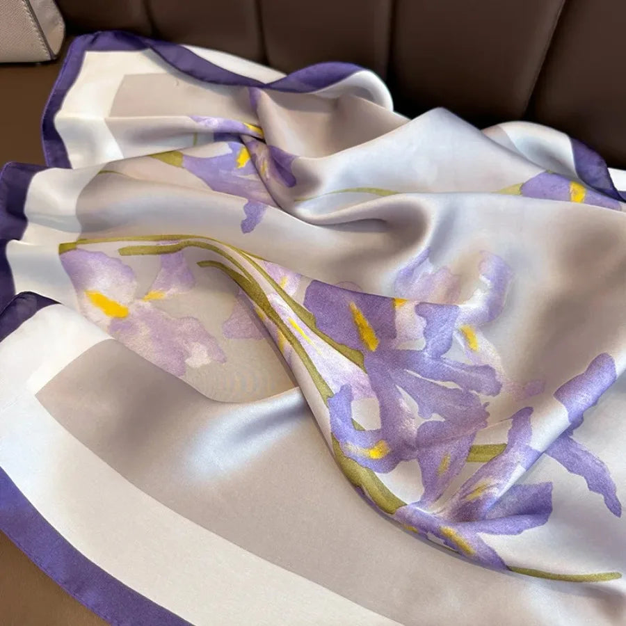Women's Cotton Silk Satin Scarf Fashion Headband Hair Tie And Neckwear