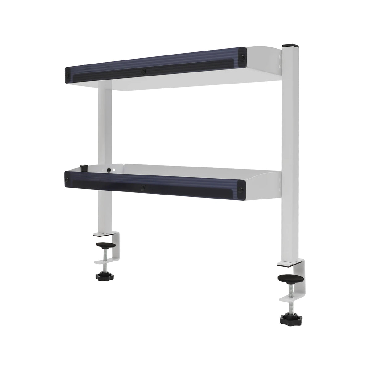 2-Tier Clip-on Desk Shelf Adjustable Storage Tray Space-saving Table Holder for Offices, Bedrooms, Living Rooms Black/White