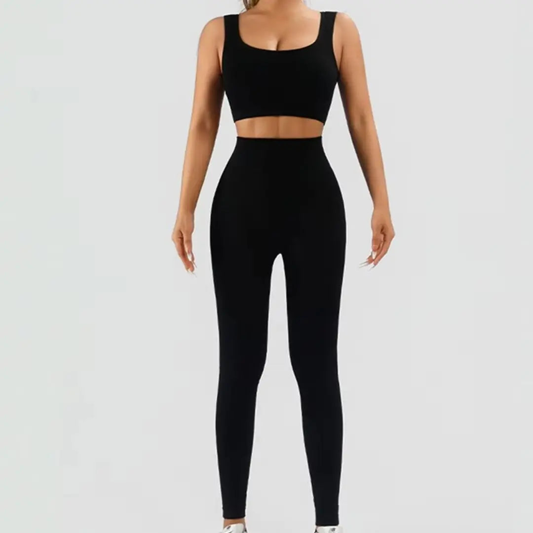 Women's Ribbed Tank 2-Piece Seamless High-Waist Workout Set