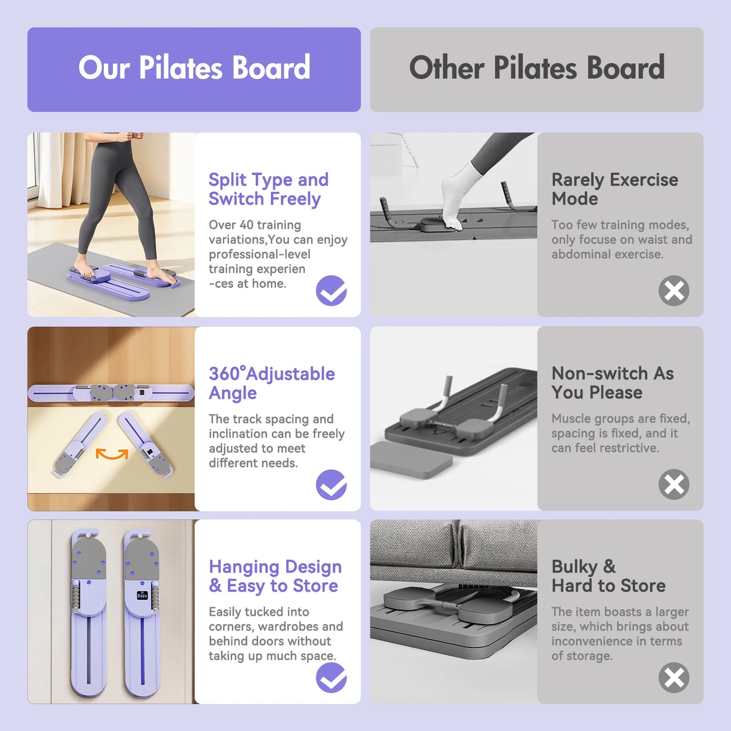Portable Detachable Ab Pilates Board With Resistance Bands Trainer