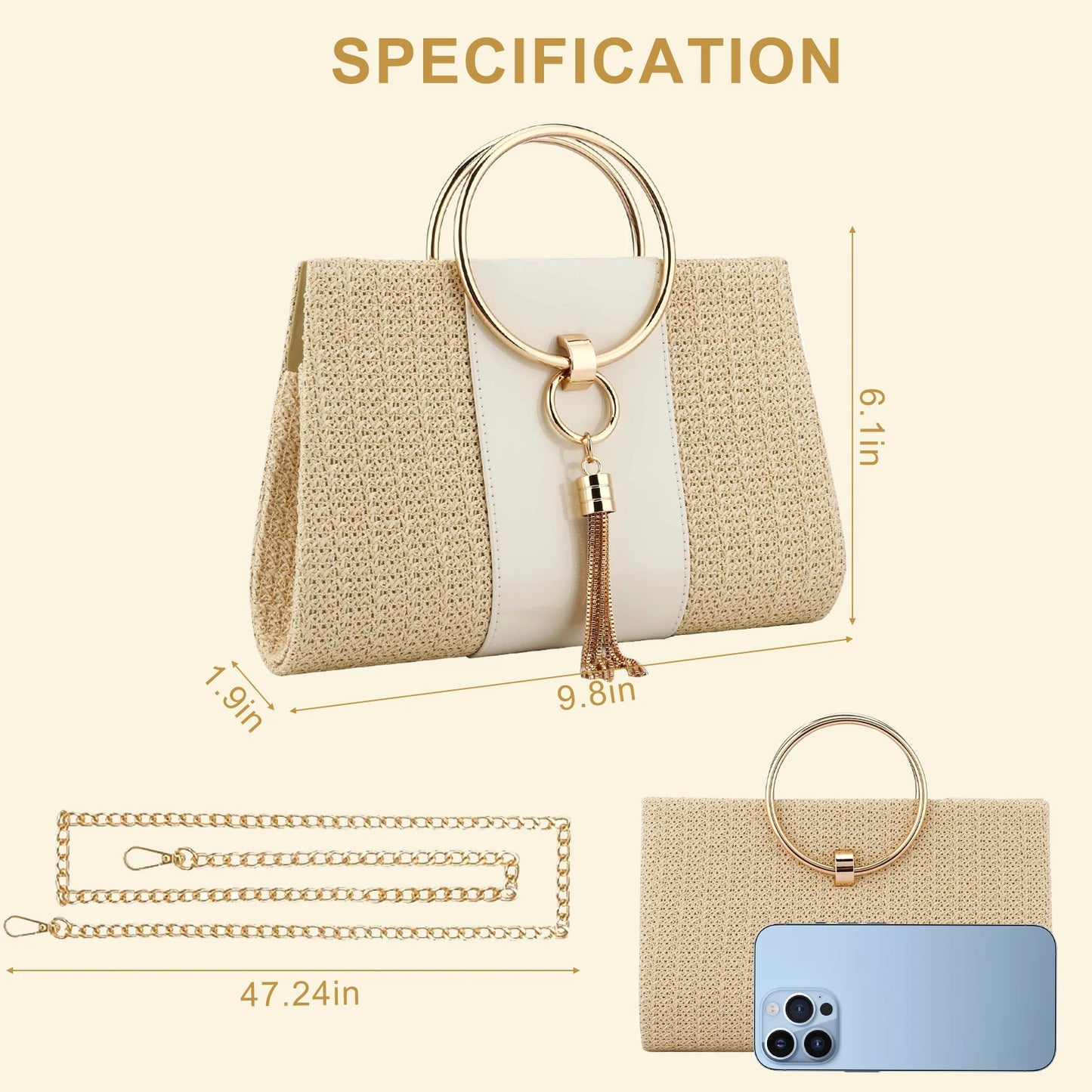 Elegant Women S Straw Square Evening Clutch Bag For Party