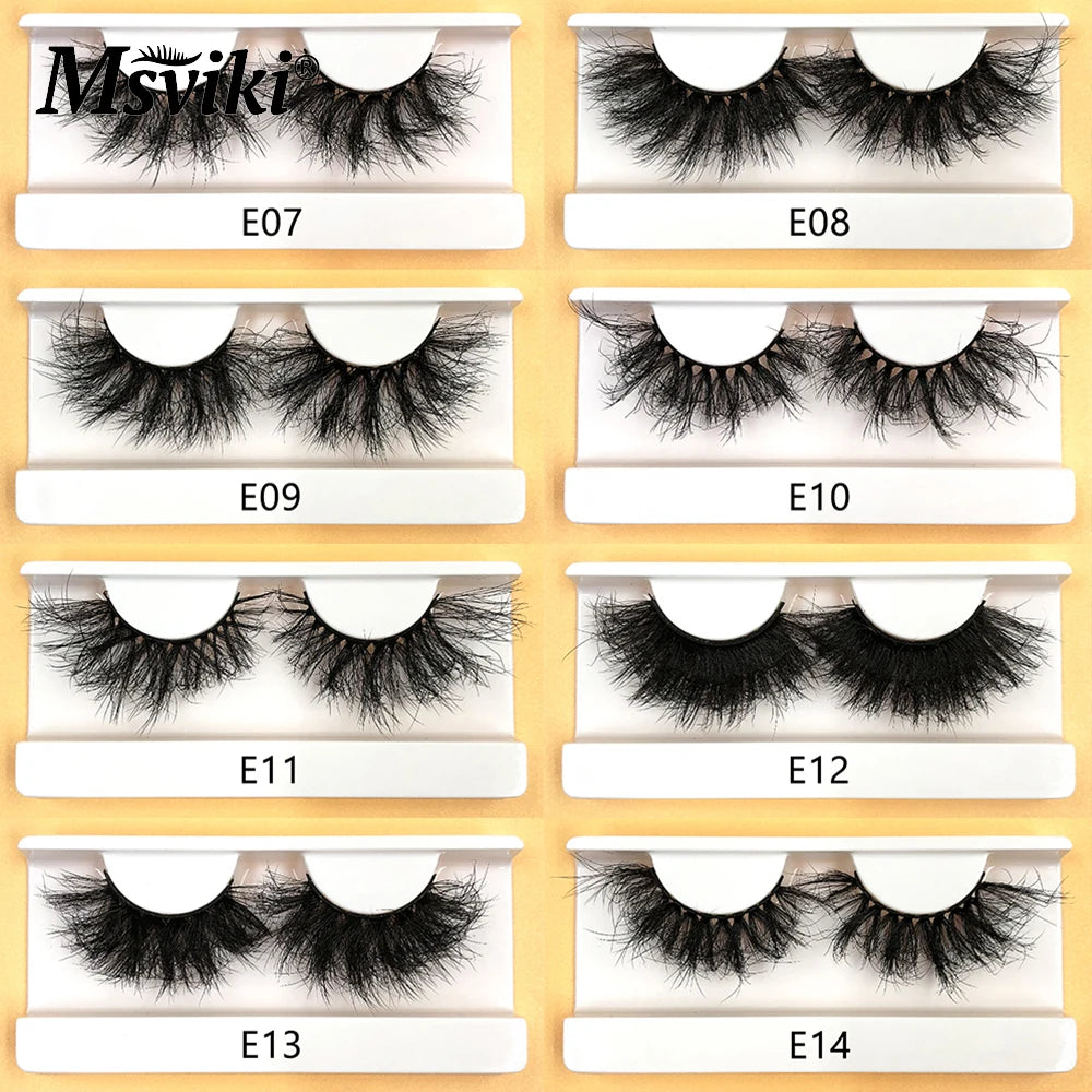 Messy 3D 5D Mink Lashes Bulk Wholesale Fluffy 22-25MM Mink Eyelashes Box Package Handmade Thick False Eyelashes Supplies Makeup