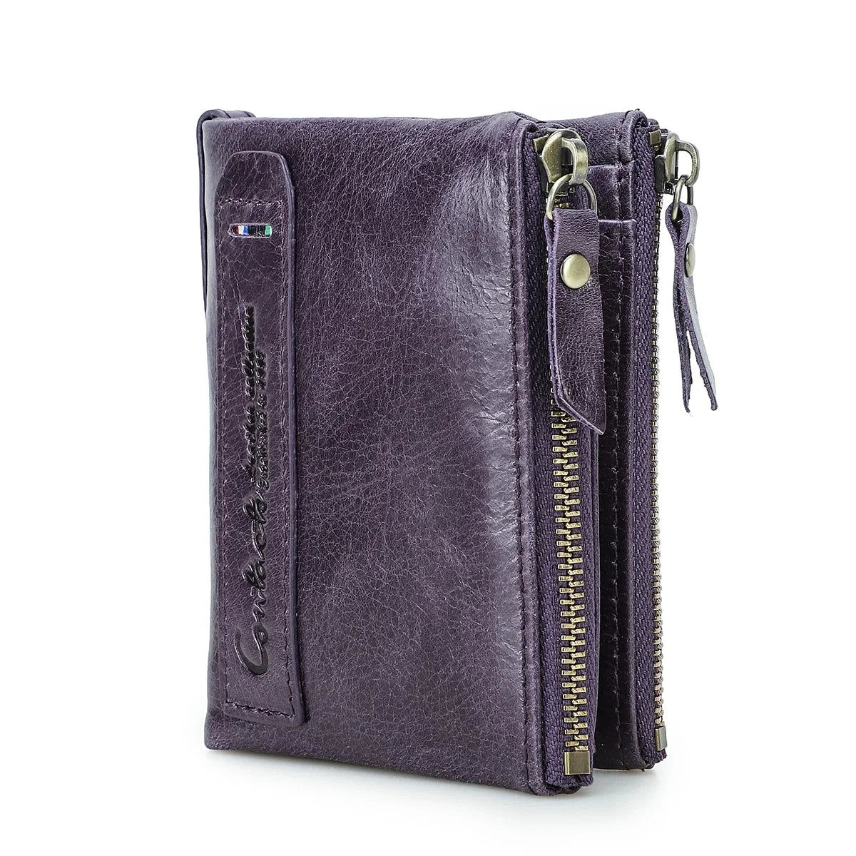Genuine Leather Short Wallet Card Holder Money Clip Unisex