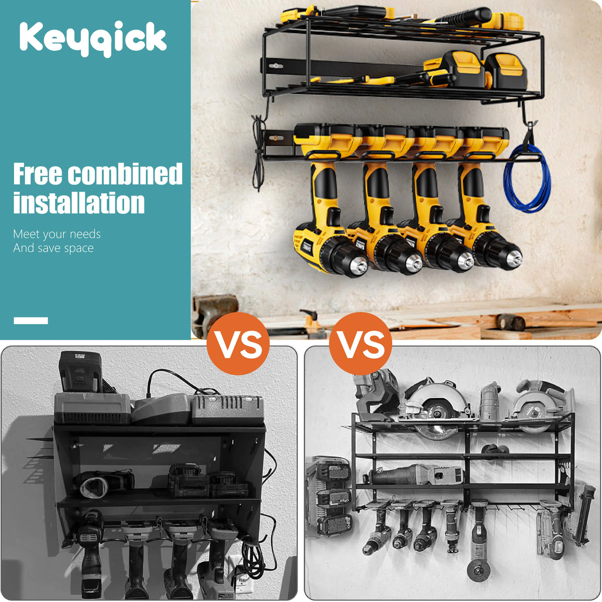 Heavy Duty Wall Mounted Power Tool Storage Rack Organizer