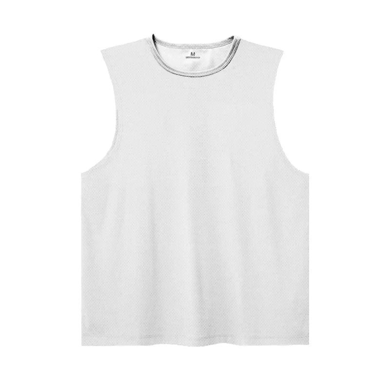 Summer Ice Silk Running Vest Men Sports Fitness Sleeveless T-shirt Quick-dry Mesh Gym T-shirt Breathable Plain Lovers Clothing
