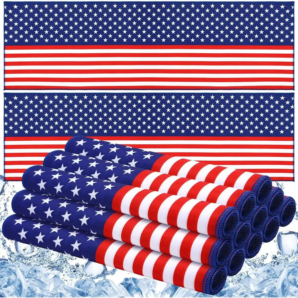 Patriotic Cooling Towel Set, 250th Anniversary, 40 x 12, Red White Blue, Ideal for 4th of July Celebrations