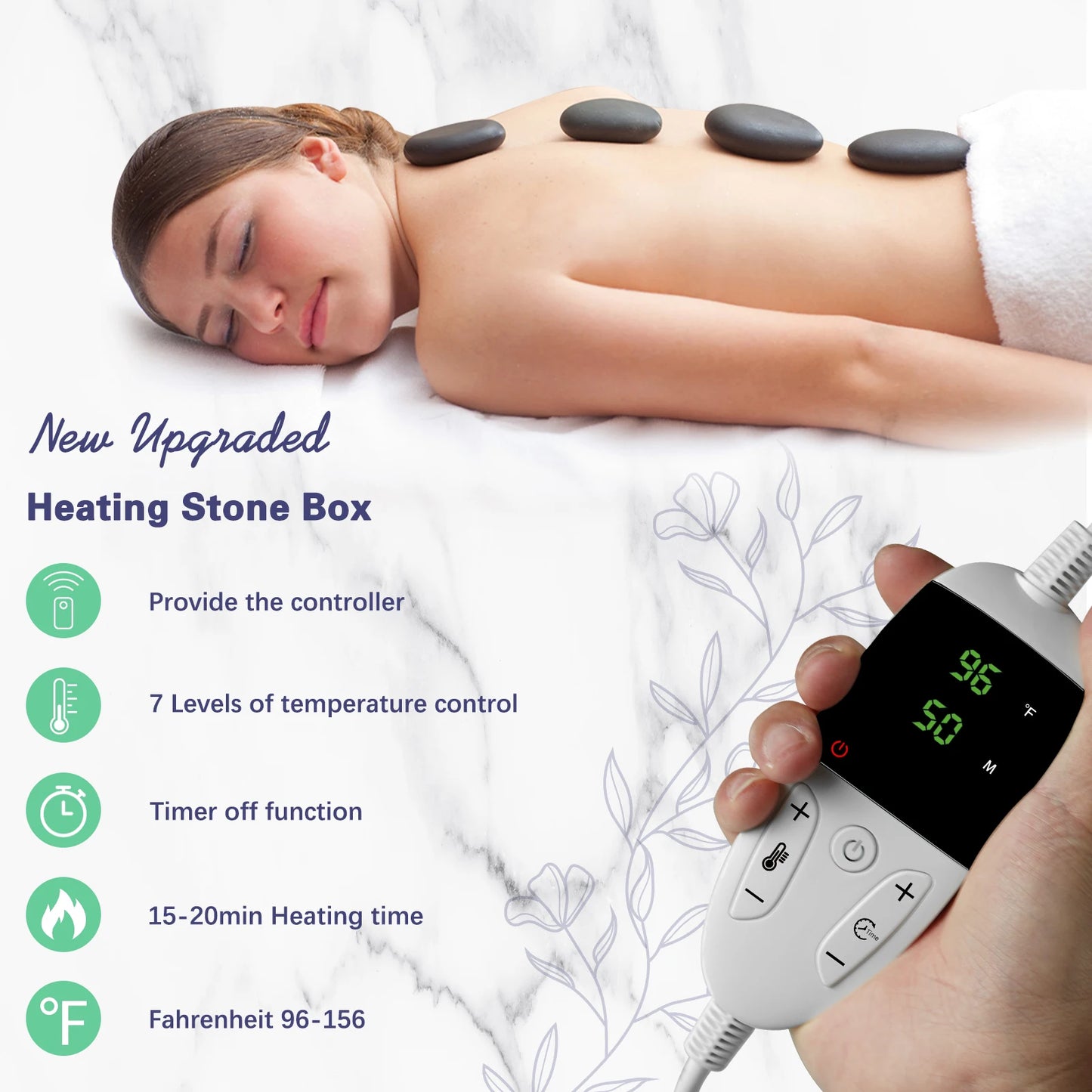 HolistHeal Hot Stones Massage Set With Temperature Adjustment Heater Kit