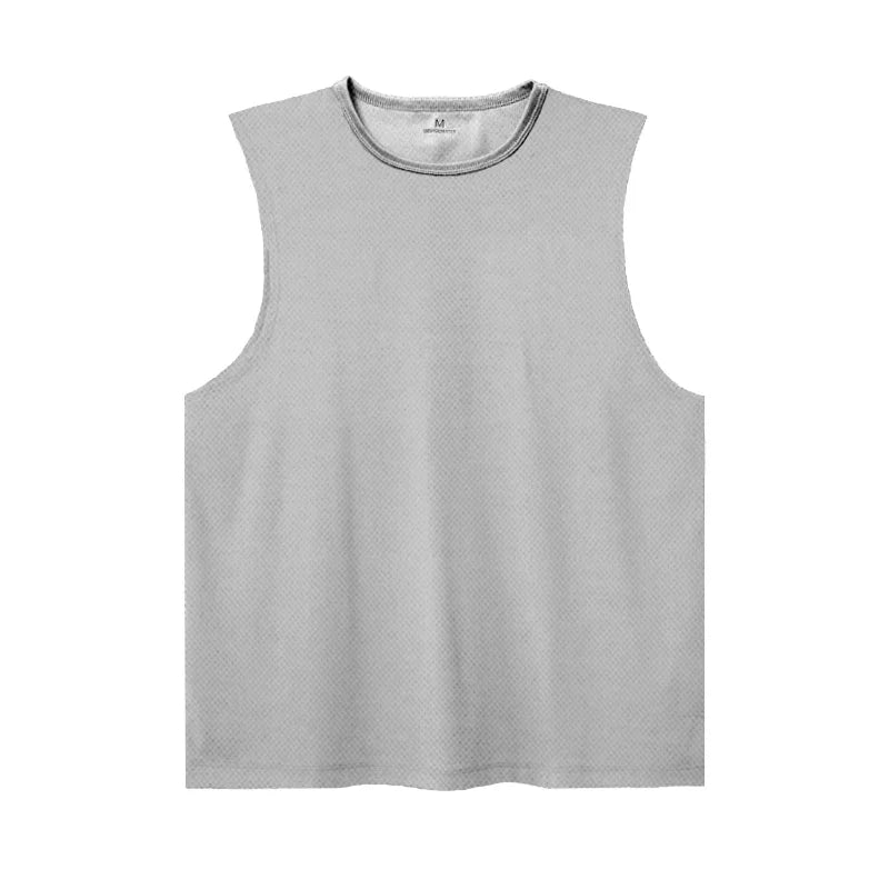 Summer Ice Silk Running Vest Men Sports Fitness Sleeveless T-shirt Quick-dry Mesh Gym T-shirt Breathable Plain Lovers Clothing
