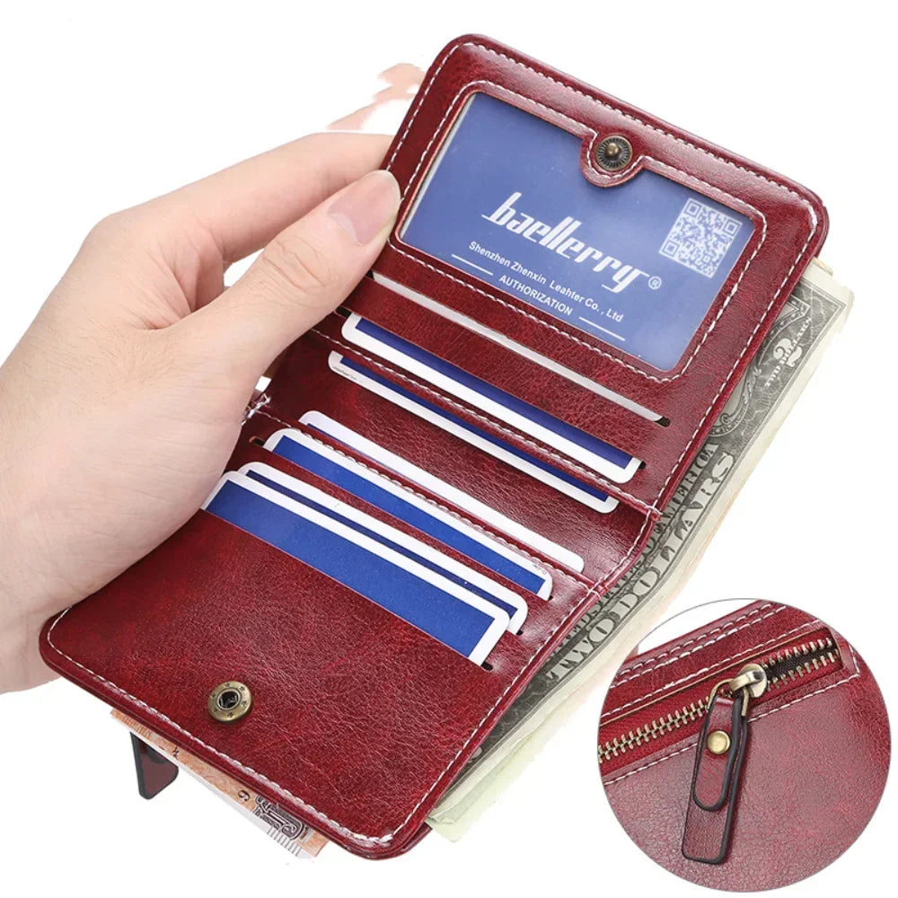 Zipper Mini Womens Wallet PU Leather Card Holder Coin Purse