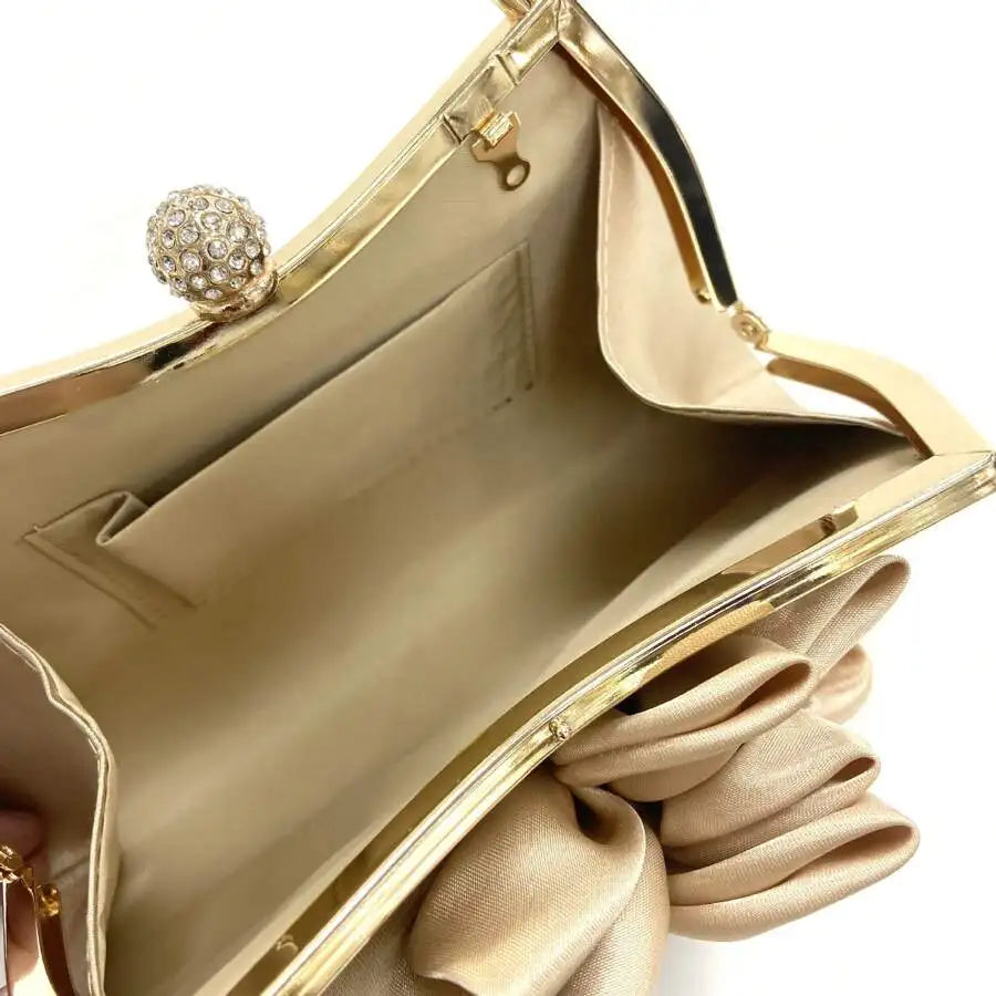 Elegant Women Silk Floral Evening Clutch Purse For Wedding Party