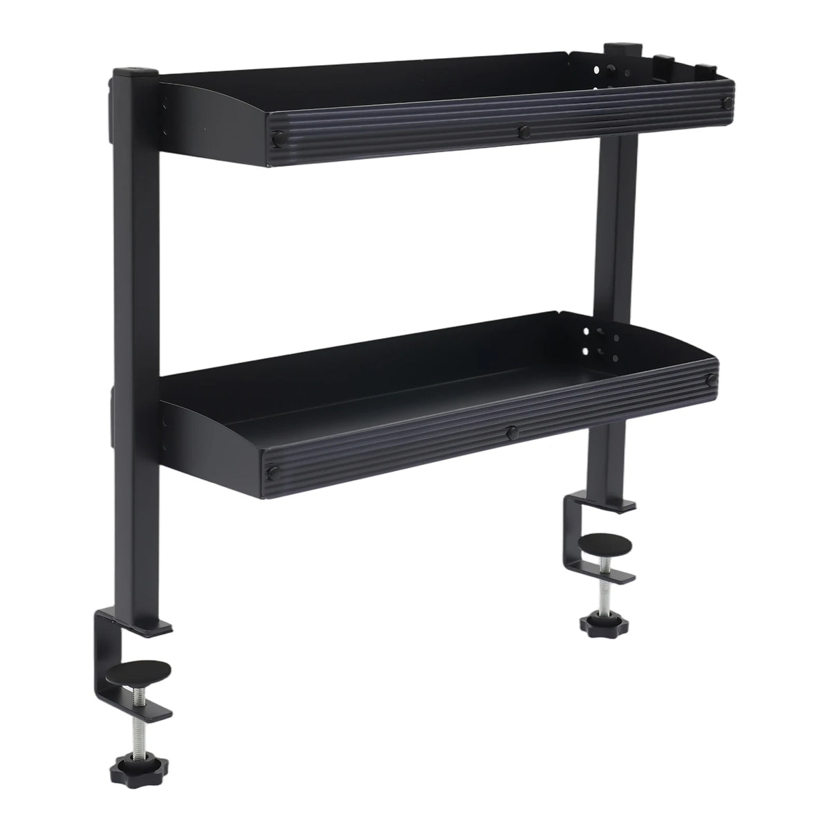 2-Tier Clip-on Desk Shelf Adjustable Storage Tray Space-saving Table Holder for Offices, Bedrooms, Living Rooms Black/White