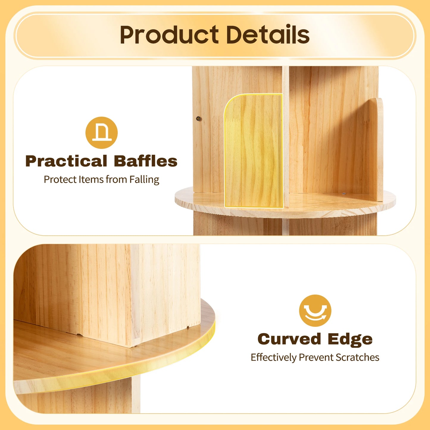 Multi-Functional Revolving Bookshelf Organizer Rotating Bookshelf 360 Display Floor Standing Bookcase Storage Rack