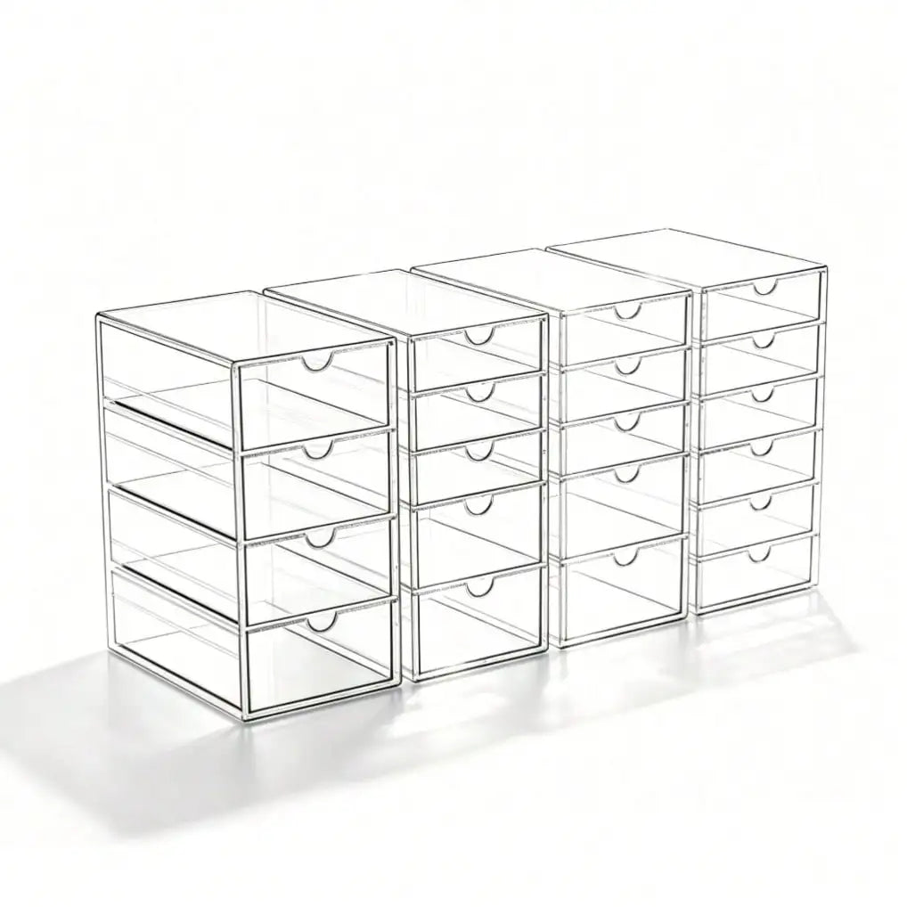 Plastic Vanity Organizer With Drawers For Bathroom Cosmetics Storage