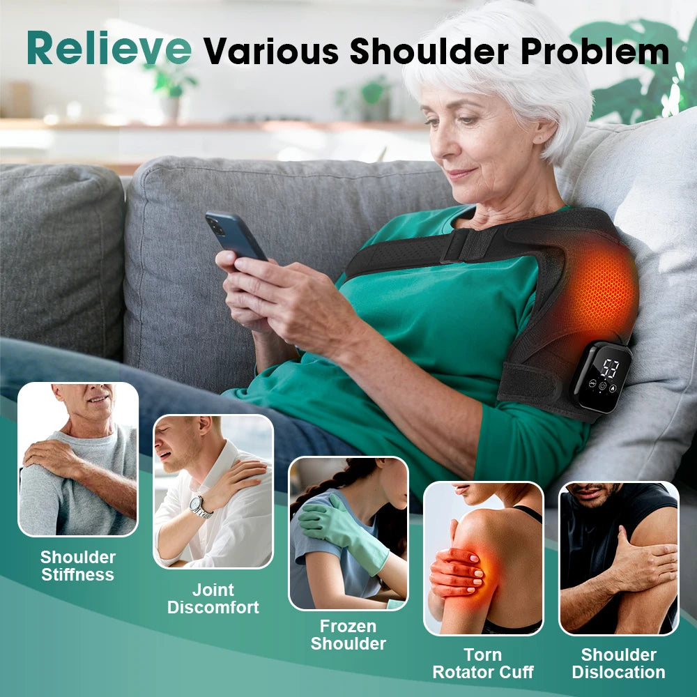 Pastsky Rechargeable Heated Shoulder Massager With Touchscreen And Timer