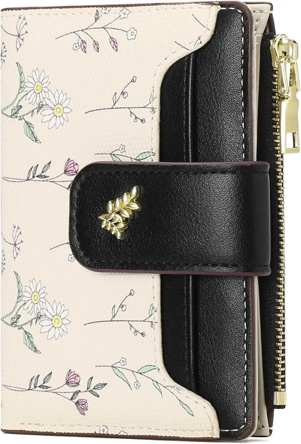 Foldable Synthetic Leather Zipper Coin Purse With Card Holder
