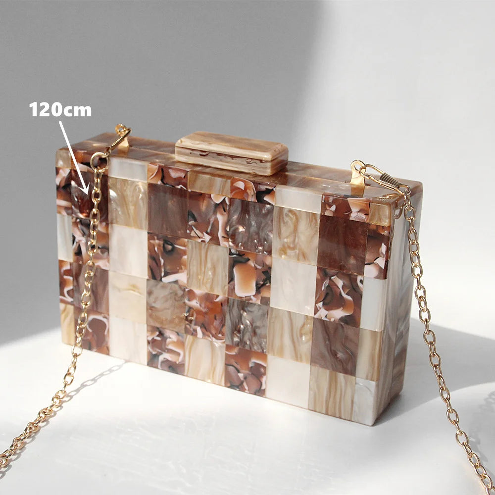 Acrylic Plaid Luxury Clutch Bag For Women Wedding Evening