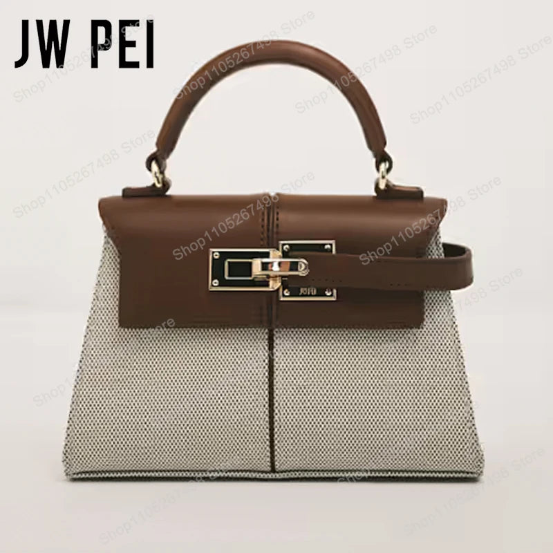 JW PEI Elise Classic Trapezoid Top Handle Bag Genuine Leather Women's Shoulder Bag Crossbody Purse Quiet Luxury Fashion Handbag