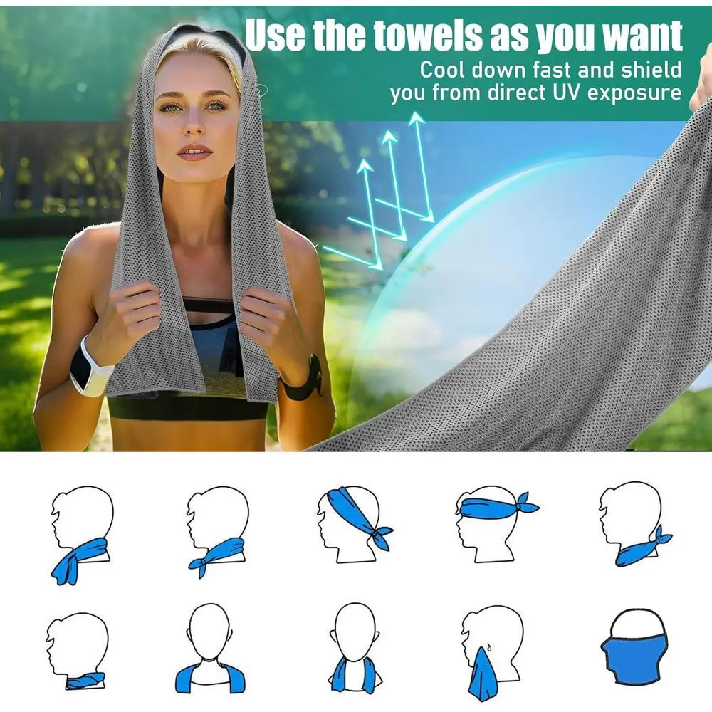 Set of 6 Cooling Towels for Sports, Yoga, Gym, and Outdoor Activities