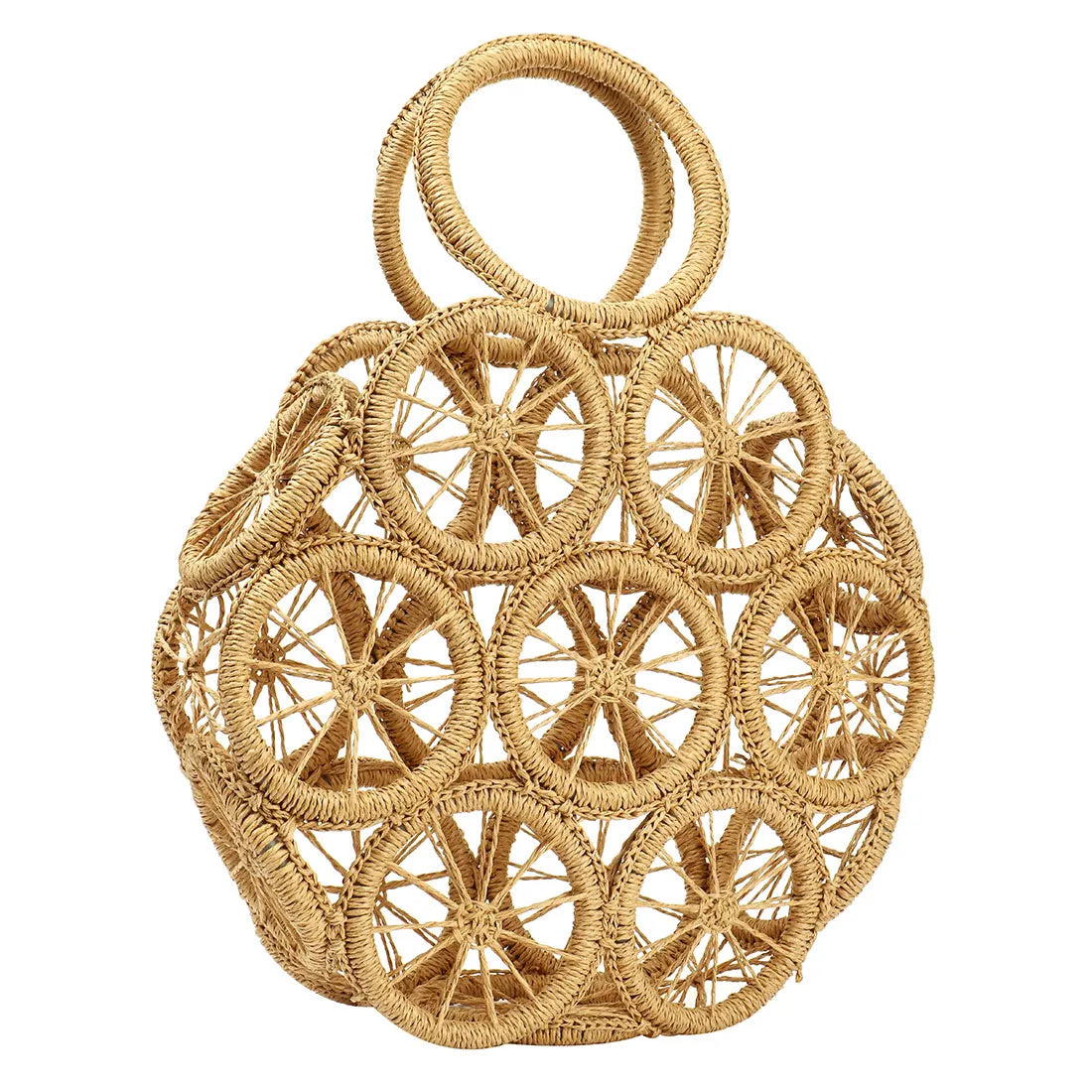 Women's Large Woven Rattan Straw Beach Tote Purse